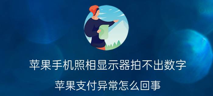 苹果手机照相显示器拍不出数字 苹果支付异常怎么回事？